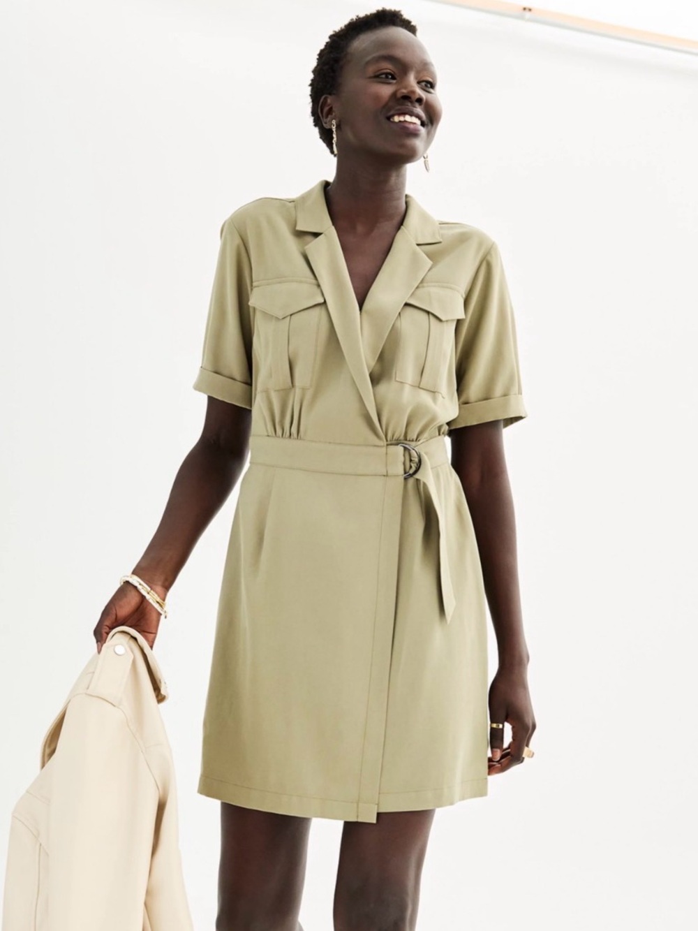 Nine West Utility Wrap Midi Dress Size Medium